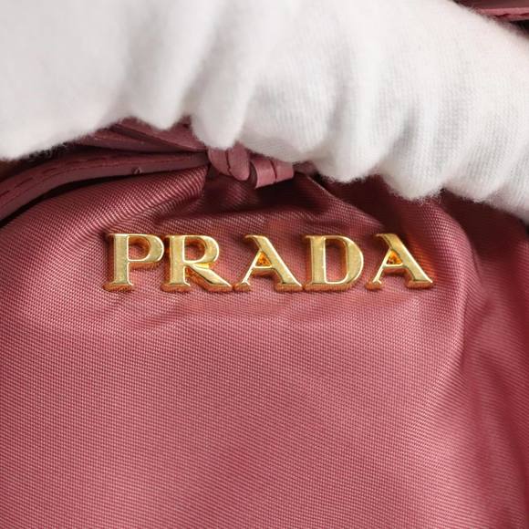 PRADA Hand Bag Nylon 2way Pink Gold Auth 100093 - Picture 14 of 16